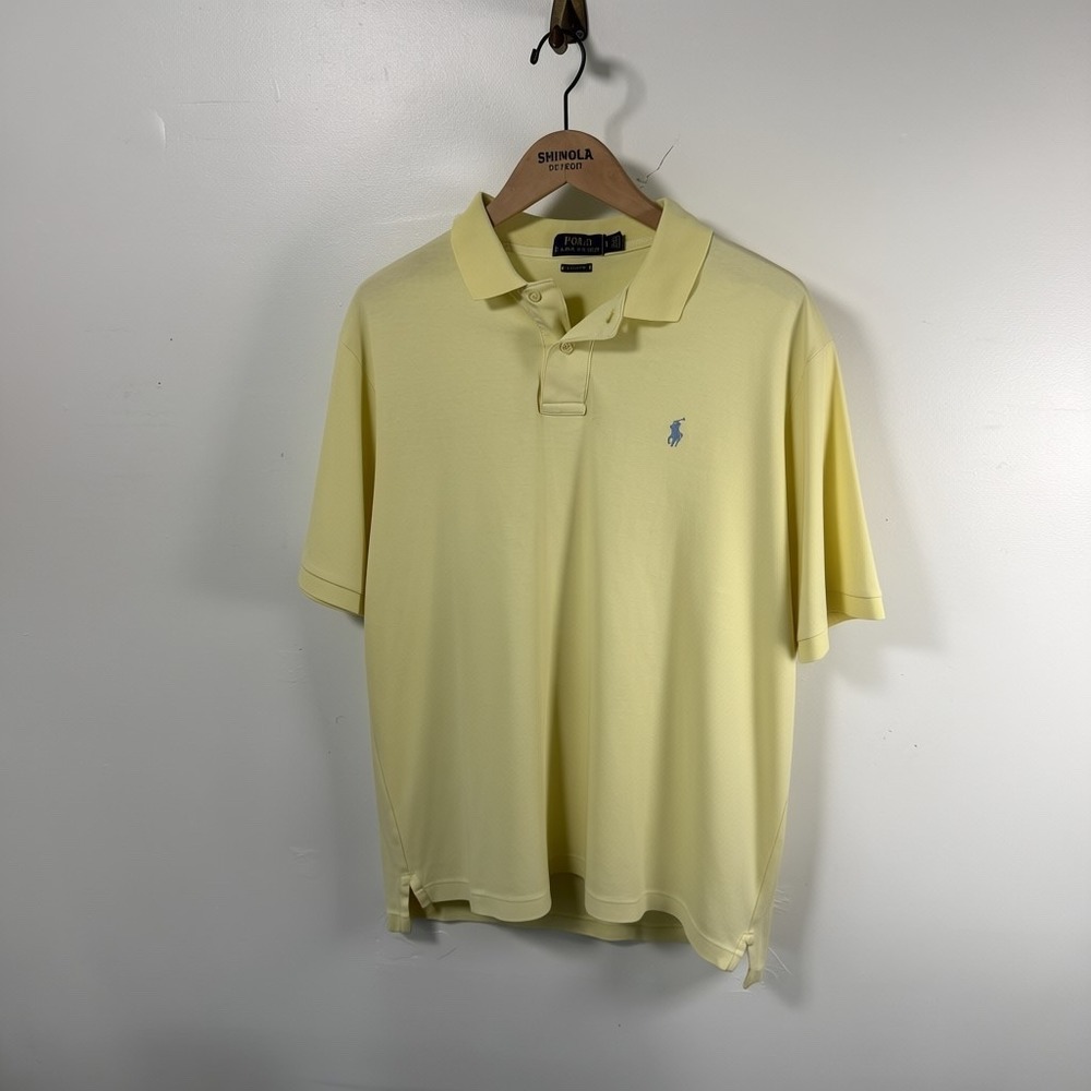 Polo Ralph Lauren Classic Fit Polo Shirt Large Yellow Pima Cotton Short‎ Sleeve